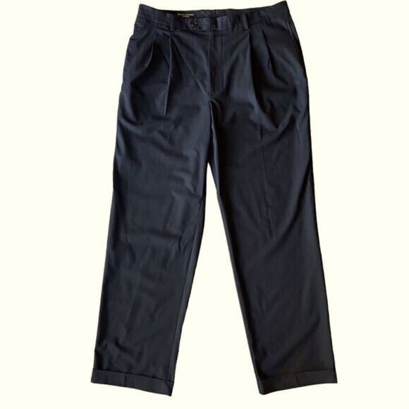 Banana Republic Smithfield Black Wool Blend Pleated Dress Pants Men’s Size 40L - Picture 1 of 8
